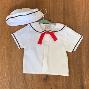 Boys shirt with matching hat. Red white and blue